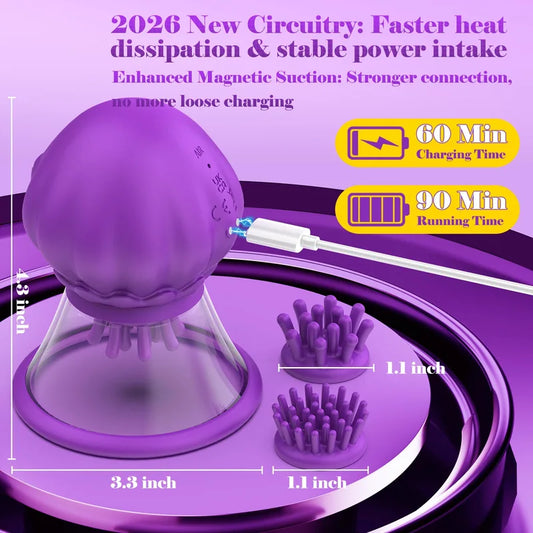 JellyNip Jellyfish Rotating Nipple Vibrator Detachable Suction Cup (1 Pcs)