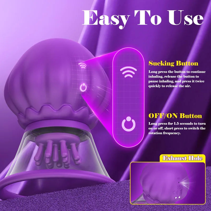 JellyNip Jellyfish Rotating Nipple Vibrator Detachable Suction Cup (1 Pcs)