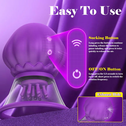 JellyNip Jellyfish Rotating Nipple Vibrator Detachable Suction Cup (1 Pcs)