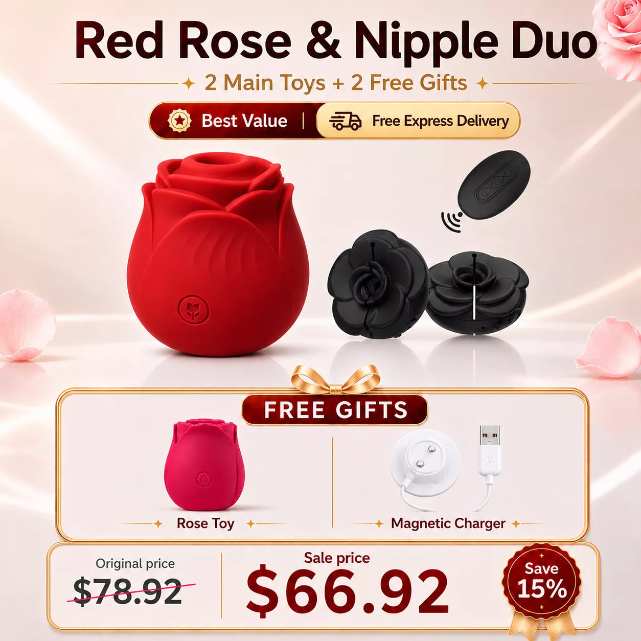 Best Value Set - Rose Clitoral Sucker Sex Toy