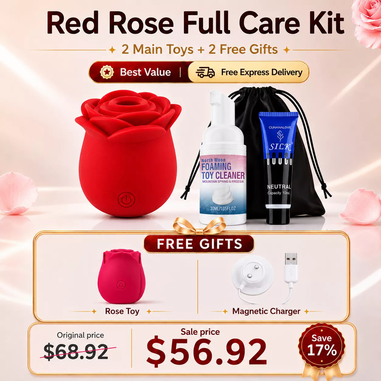 Best Value Set - Rose Clit Sucker Sucking Vibrator