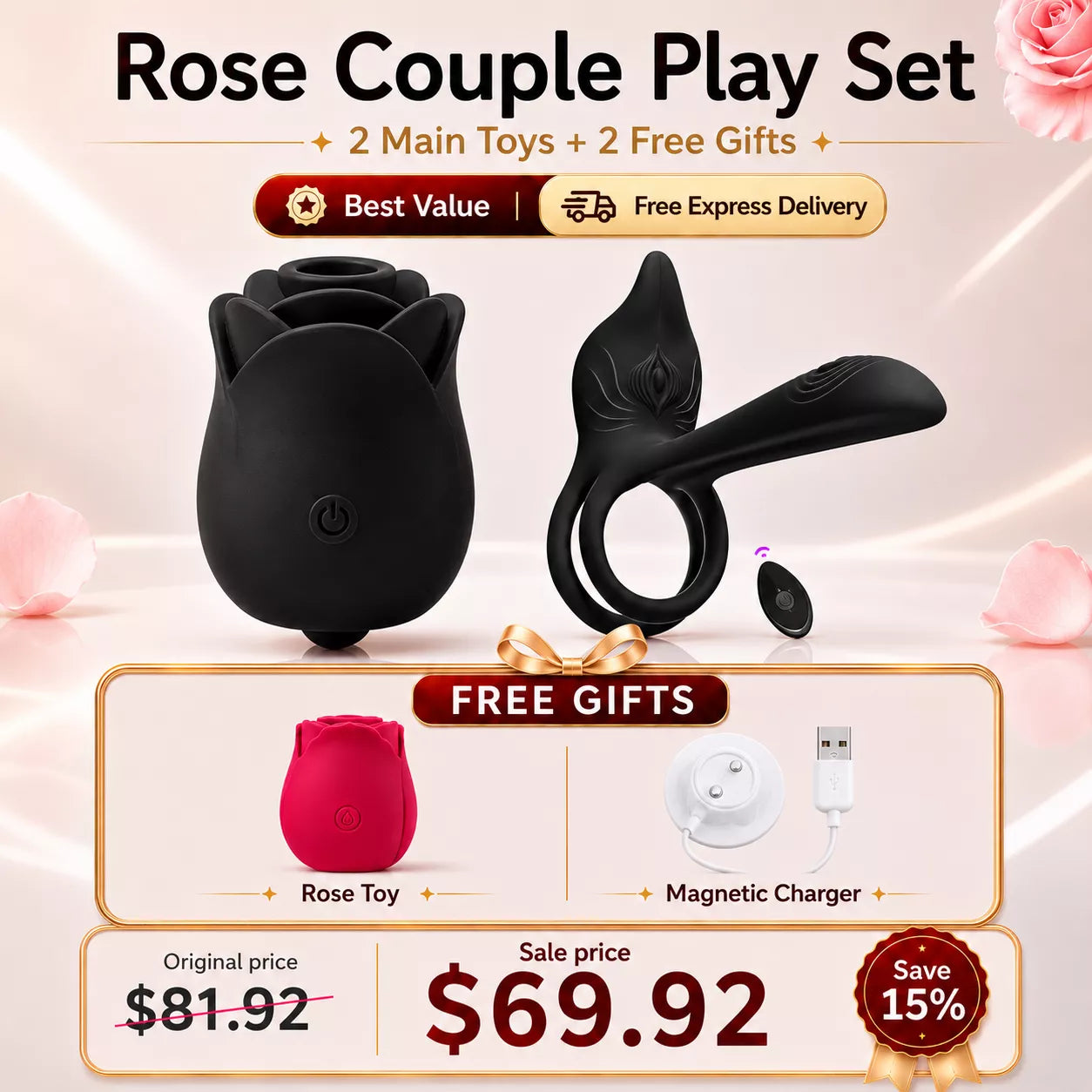 App & Remote Cock Ring with G-Spot & Clit Stimulation