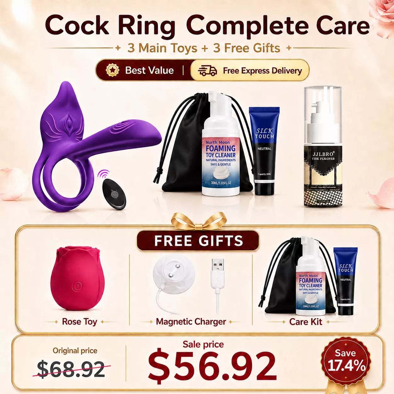 App & Remote Cock Ring with G-Spot & Clit Stimulation