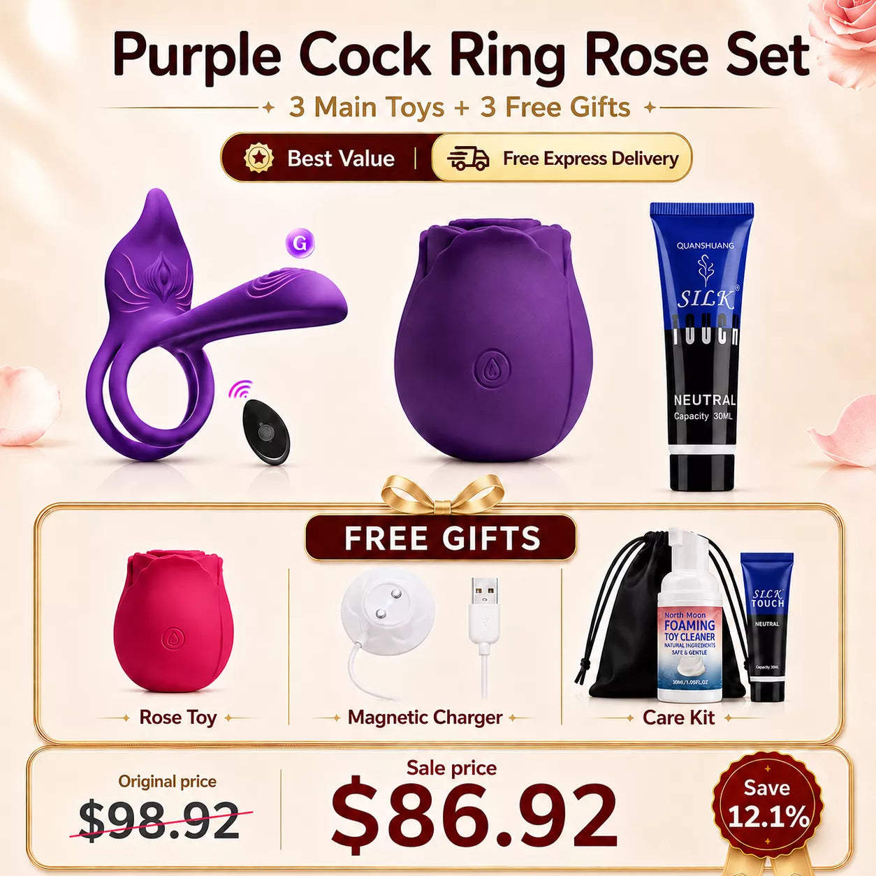 App & Remote Cock Ring with G-Spot & Clit Stimulation