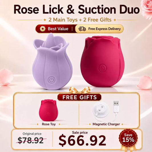 Best Value Set - Rose Licking Vibrator