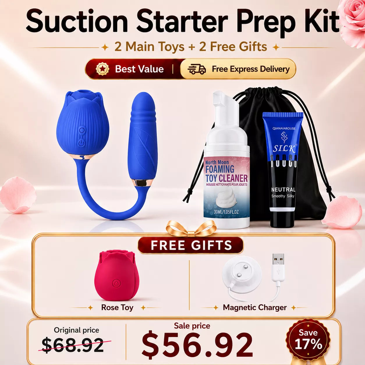 Best Value Set - RoséTrio 3-in-1 Rose Toy