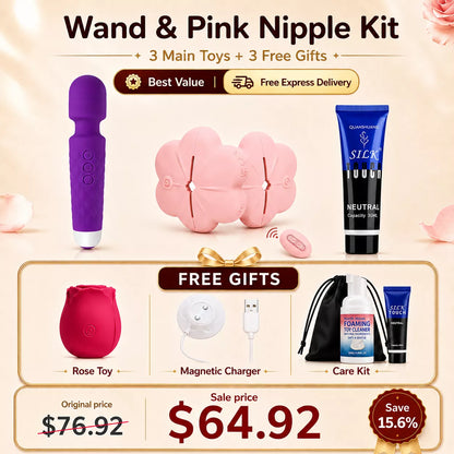 Rose Vibrating Nipple Clamps, Adjustable Pinch & Remote Control Nipple Toy