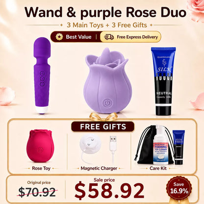 Best Value Set - Rose Licking Vibrator