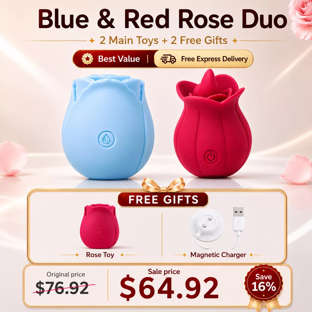 Best Value Set - Rose Licking Vibrator