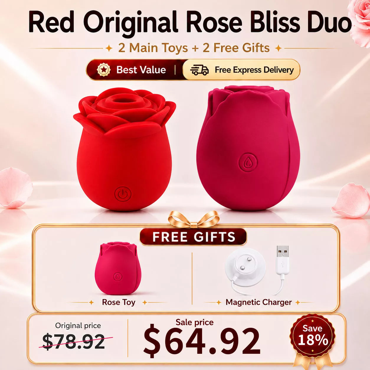Best Value Set - Rose Clit Sucker Sucking Vibrator