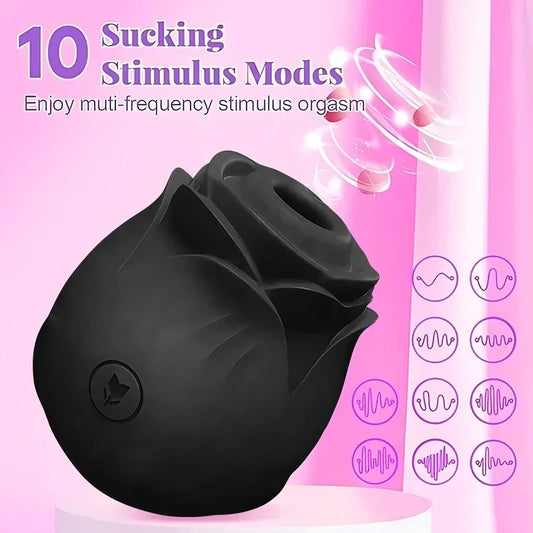 LIMITED EDITION Black Amora - Rose Suction Toy Waterproof Pleasure
