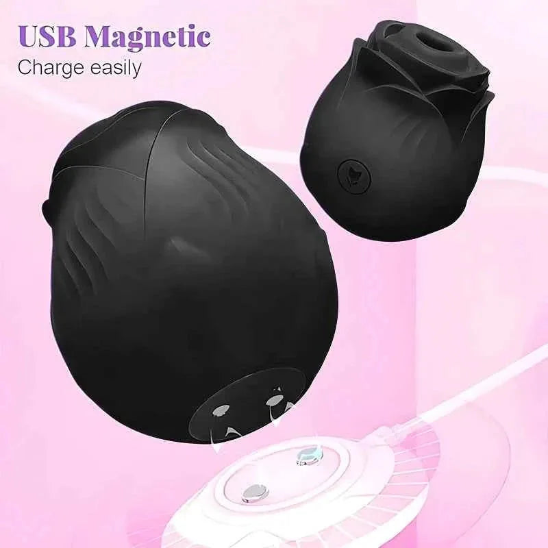 LIMITED EDITION Black Amora - Rose Suction Toy Waterproof Pleasure