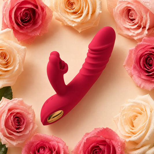 Mouth-Shaped Biting G Spot Thrusting Dildo Vibrator
