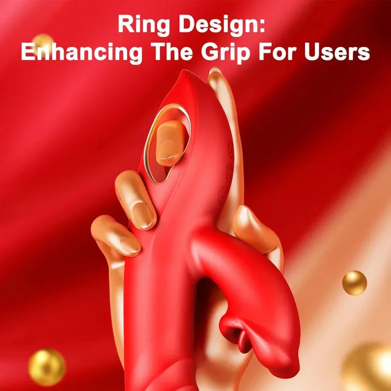 Mouth-Shaped Biting G Spot Thrusting Dildo Vibrator
