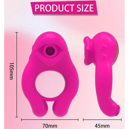 Mouth Sucking & Vibrating Cock Ring With Clit Sucker|Dual Pleasure Clitoral