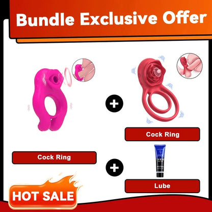 Mouth Sucking & Vibrating Cock Ring With Clit Sucker|Dual Pleasure Clitoral