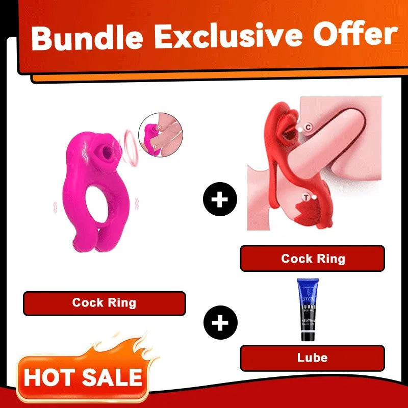 Mouth Sucking & Vibrating Cock Ring With Clit Sucker|Dual Pleasure Clitoral