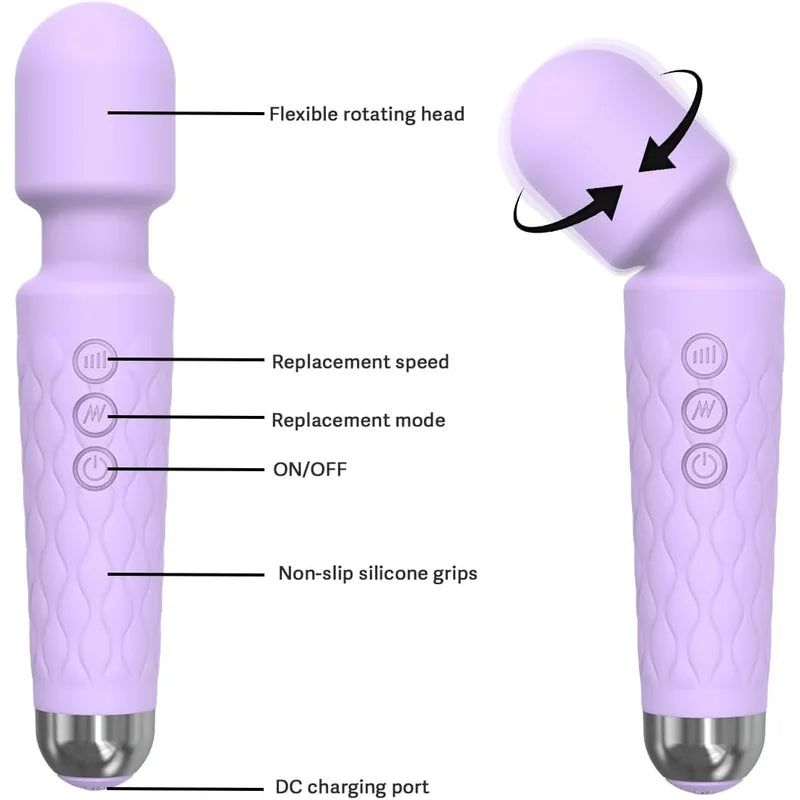 Power Wand Massager for Women – 20 Vibration Modes, Rechargeable