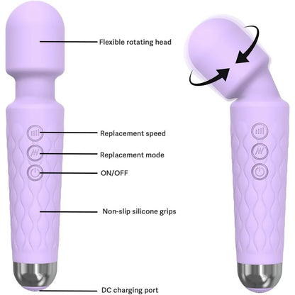 Power Wand Massager for Women – 20 Vibration Modes, Rechargeable