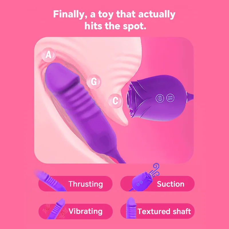 Purple Rose 2026 Upgraded Rose Clit Sucking G-spot Dildo Bodysafe Silicone