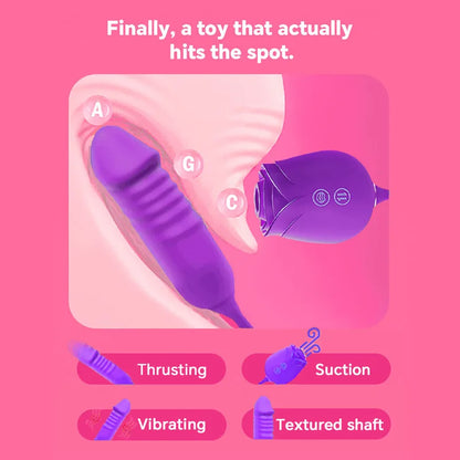 Purple Rose 2026 Upgraded Rose Clit Sucking G-spot Dildo Bodysafe Silicone