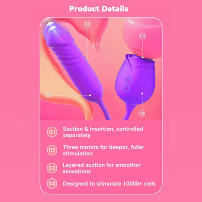 Purple Rose 2026 Upgraded Rose Clit Sucking G-spot Dildo Bodysafe Silicone
