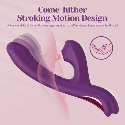 Rabbit Vibrator With Suction Come-hither For Clit & G-spot Pleasure