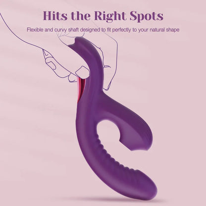 Rabbit Vibrator With Suction Come-hither For Clit & G-spot Pleasure