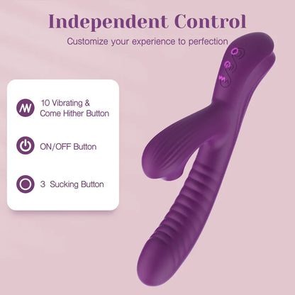 Rabbit Vibrator With Suction Come-hither For Clit & G-spot Pleasure