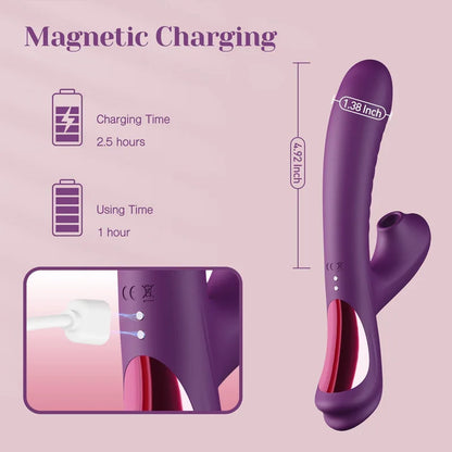 Rabbit Vibrator With Suction Come-hither For Clit & G-spot Pleasure