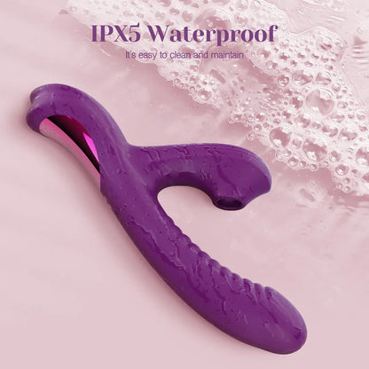 Rabbit Vibrator With Suction Come-hither For Clit & G-spot Pleasure