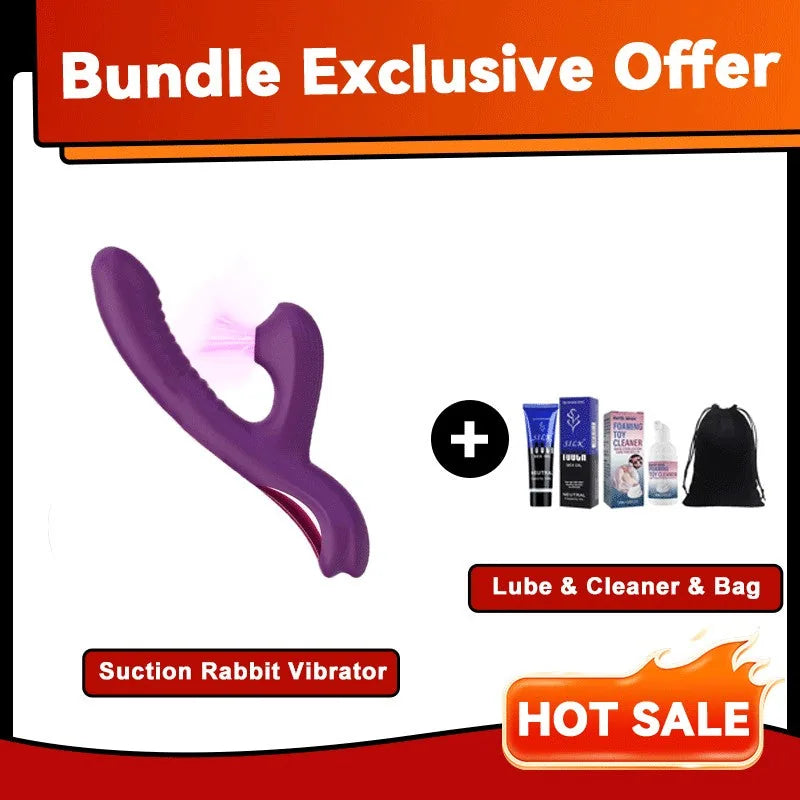 Rabbit Vibrator With Suction Come-hither For Clit & G-spot Pleasure