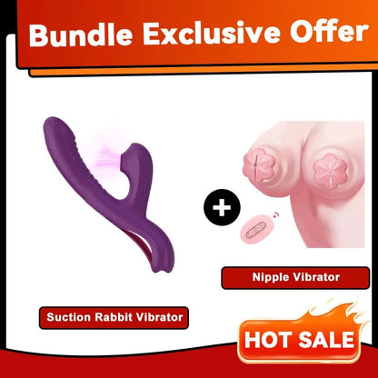 Rabbit Vibrator With Suction Come-hither For Clit & G-spot Pleasure