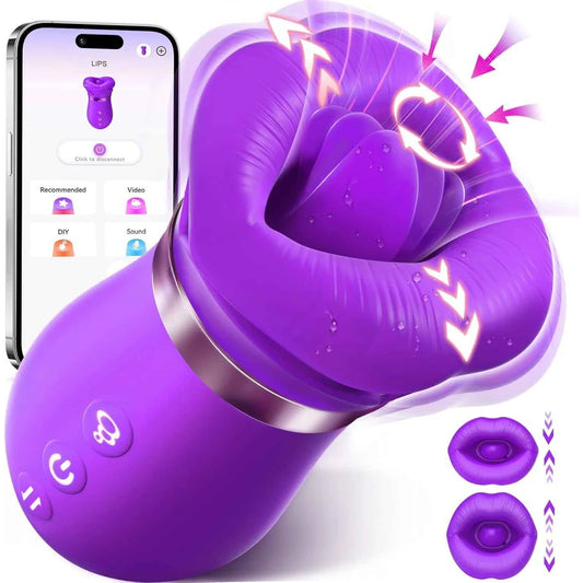 Realistic Tongue Vibrator App-Controlled Kissing Sucking Vibrator