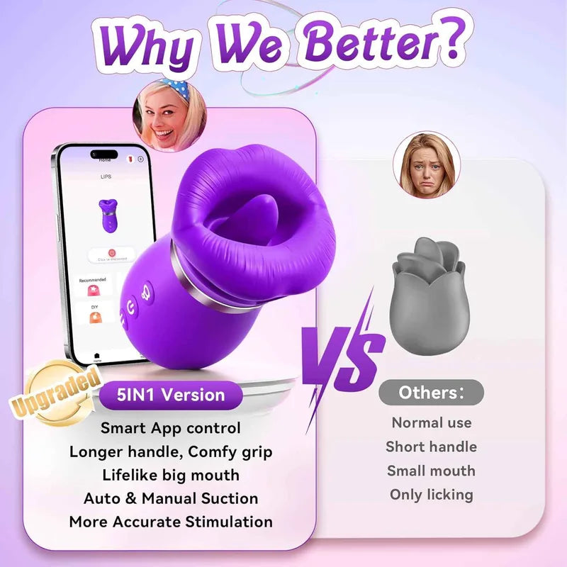 Realistic Tongue Vibrator App-Controlled Kissing Sucking Vibrator