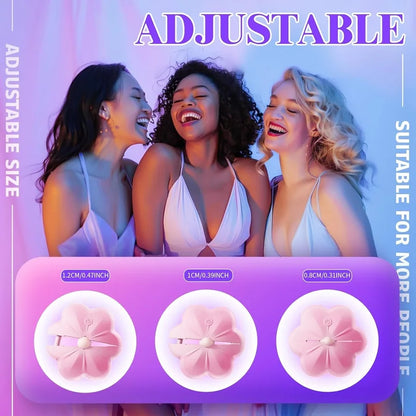 Rose Vibrating Nipple Clamps, Adjustable Pinch & Remote Control Nipple Toy
