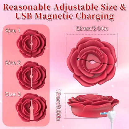 Rose Vibrating Nipple Clamps with Remote, 10 Modes & Adjustable Pressure