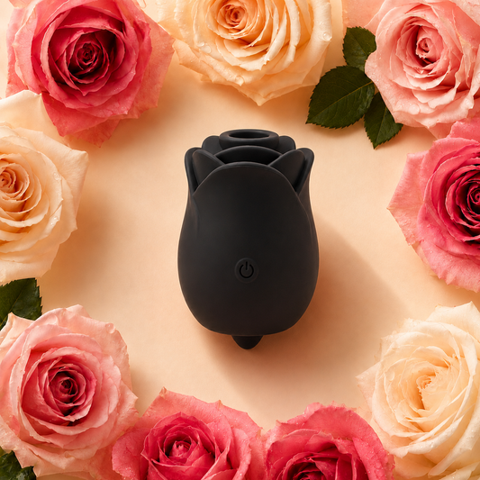 2 in 1 Rose Sucking & Tongue Licking Black Rose Toy