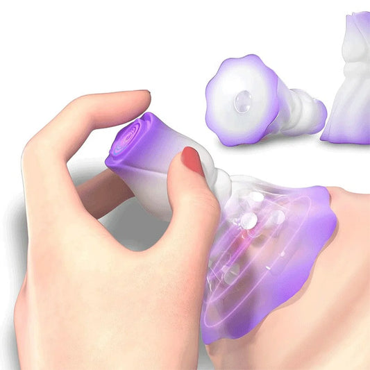Squeezing Rose Nipple Toys Vibrating Nipple Clamps With 12 Modes