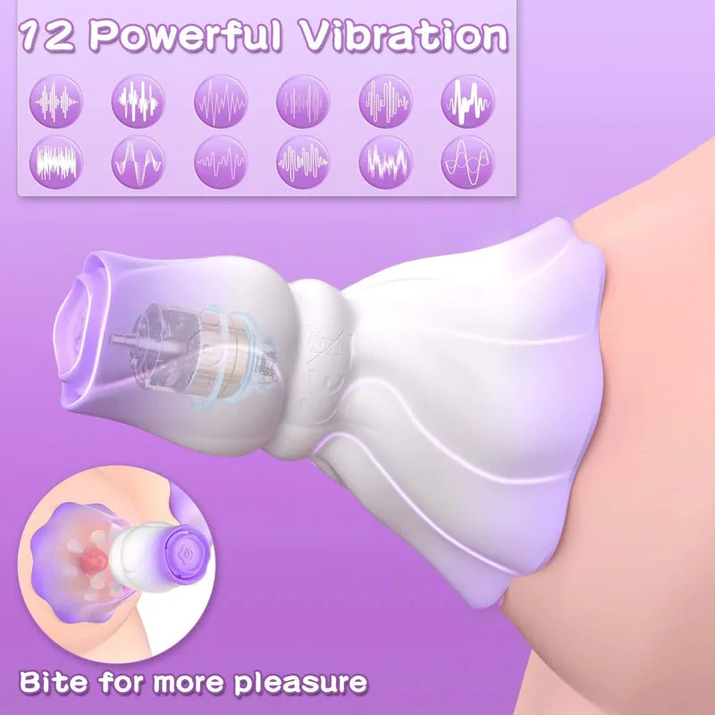 Squeezing Rose Nipple Toys Vibrating Nipple Clamps With 12 Modes