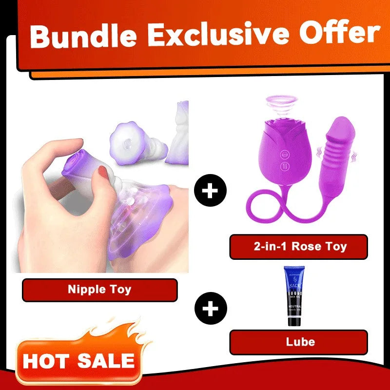 Squeezing Rose Nipple Toys Vibrating Nipple Clamps With 12 Modes