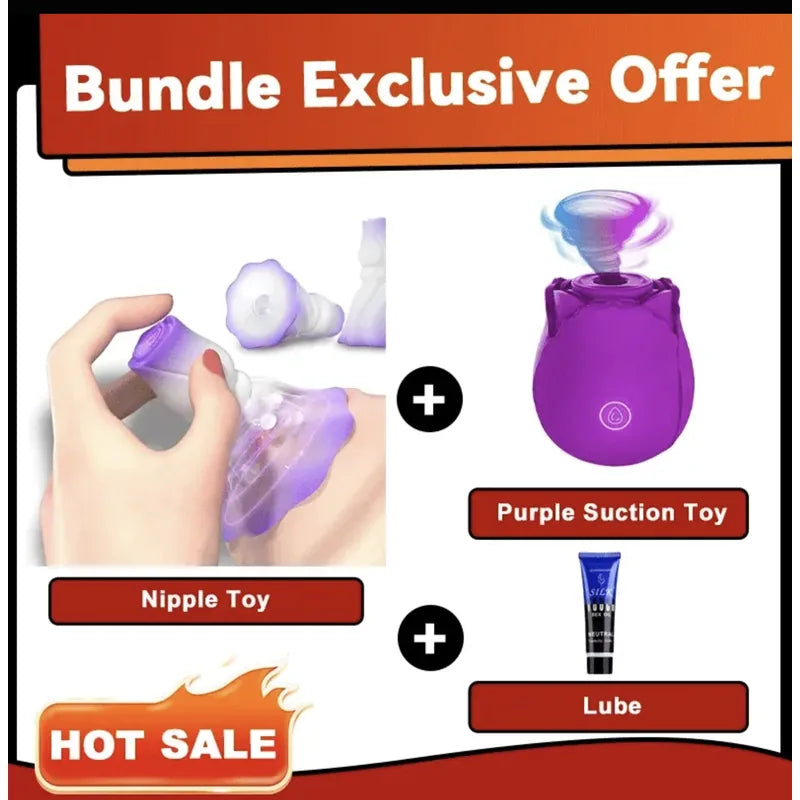 Squeezing Rose Nipple Toys Vibrating Nipple Clamps With 12 Modes
