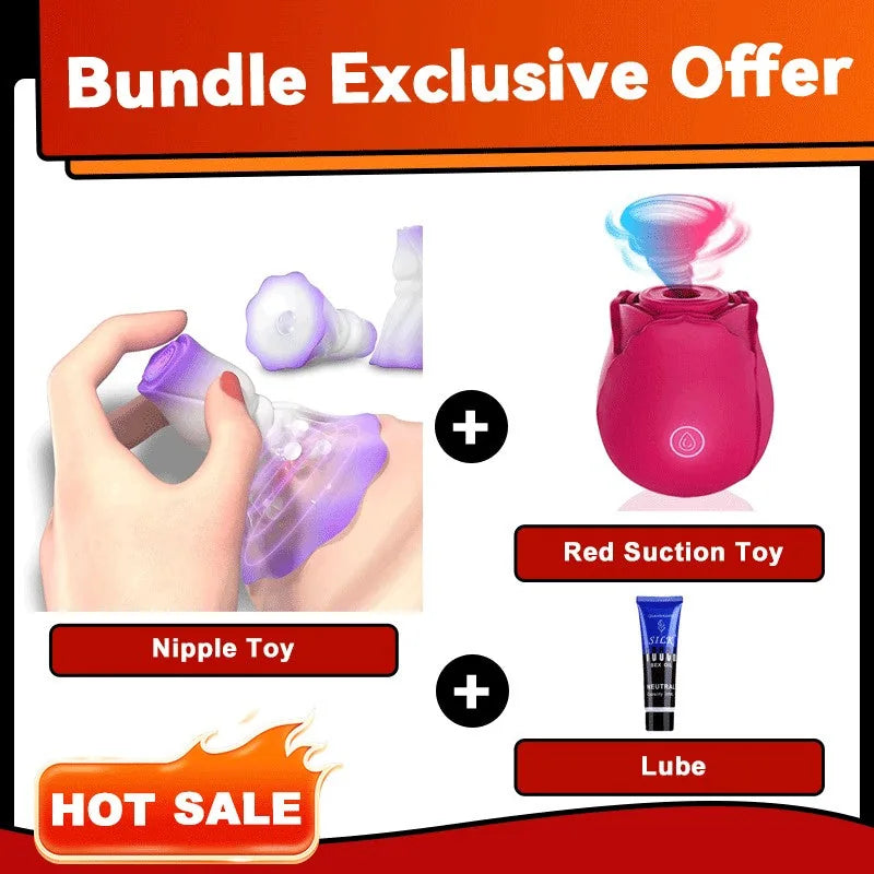 Squeezing Rose Nipple Toys Vibrating Nipple Clamps With 12 Modes