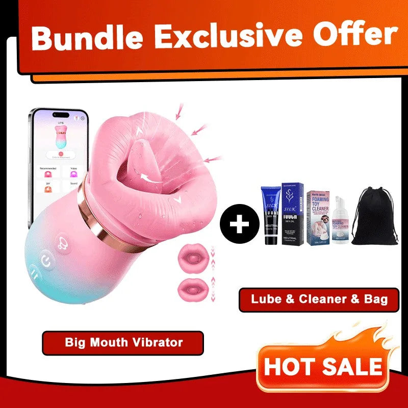 Tongue Vibrator 2025 Upgraded App-Controlled Big Mouth Kissing & Suction