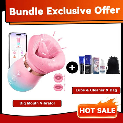 Tongue Vibrator 2025 Upgraded App-Controlled Big Mouth Kissing & Suction