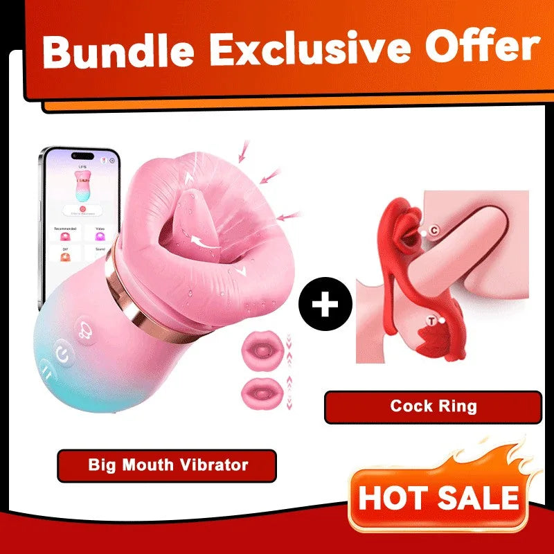 Tongue Vibrator 2025 Upgraded App-Controlled Big Mouth Kissing & Suction
