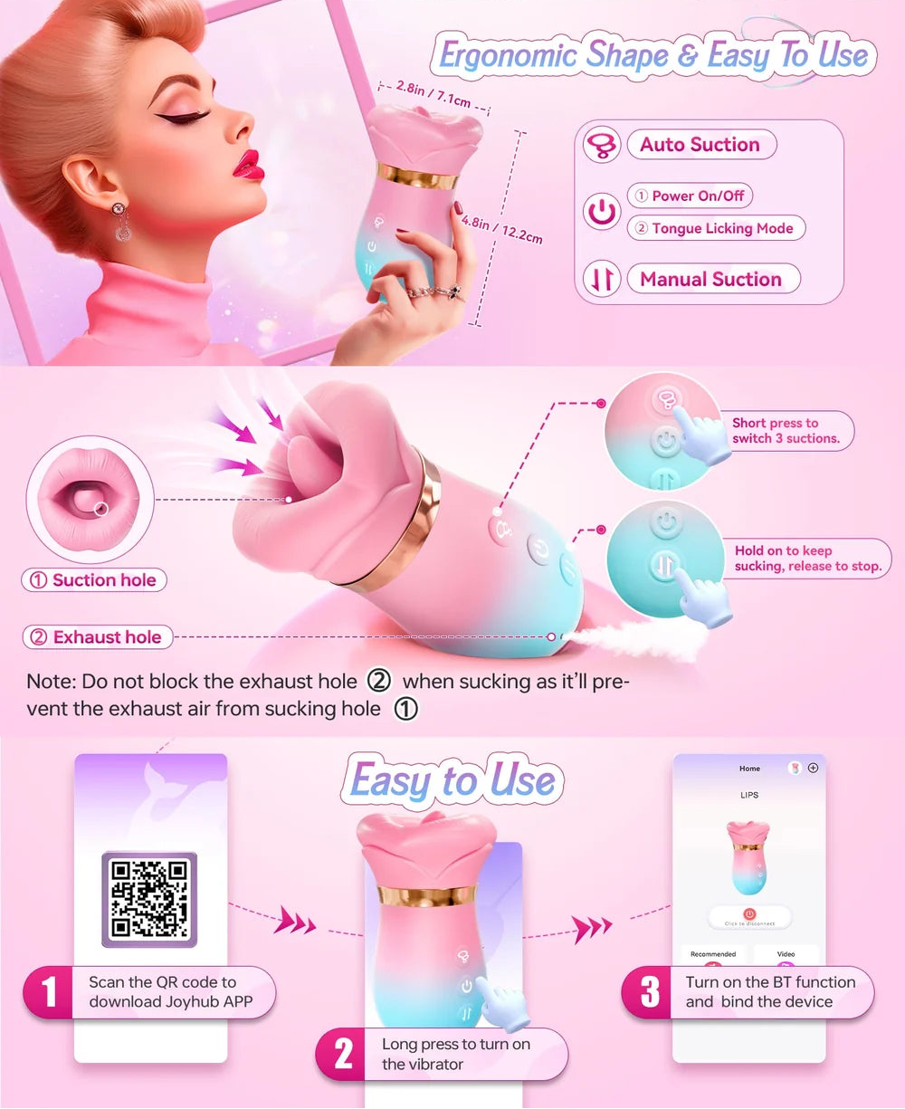 Tongue Vibrator 2025 Upgraded App-Controlled Big Mouth Kissing & Suction