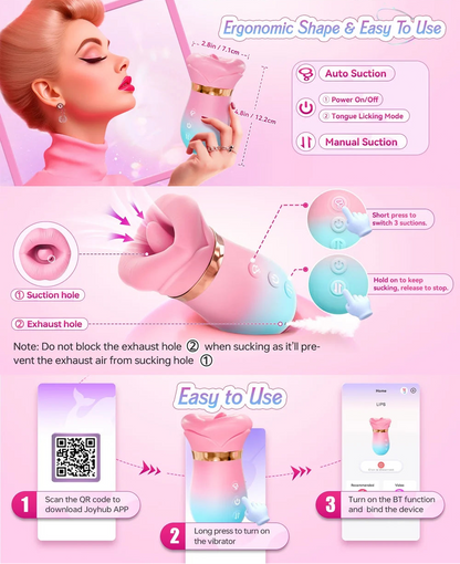 Tongue Vibrator 2025 Upgraded App-Controlled Big Mouth Kissing & Suction