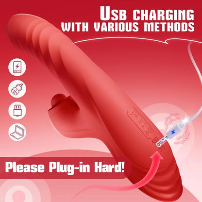Vibrator Thrusting Dildo for Women G Spot Rose Toy Clitoral Stimulator Couple AI Sync Games
