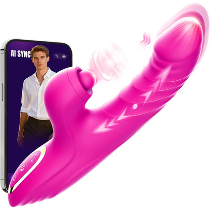 Vibrator Thrusting Dildo for Women G Spot Rose Toy Clitoral Stimulator Couple AI Sync Games